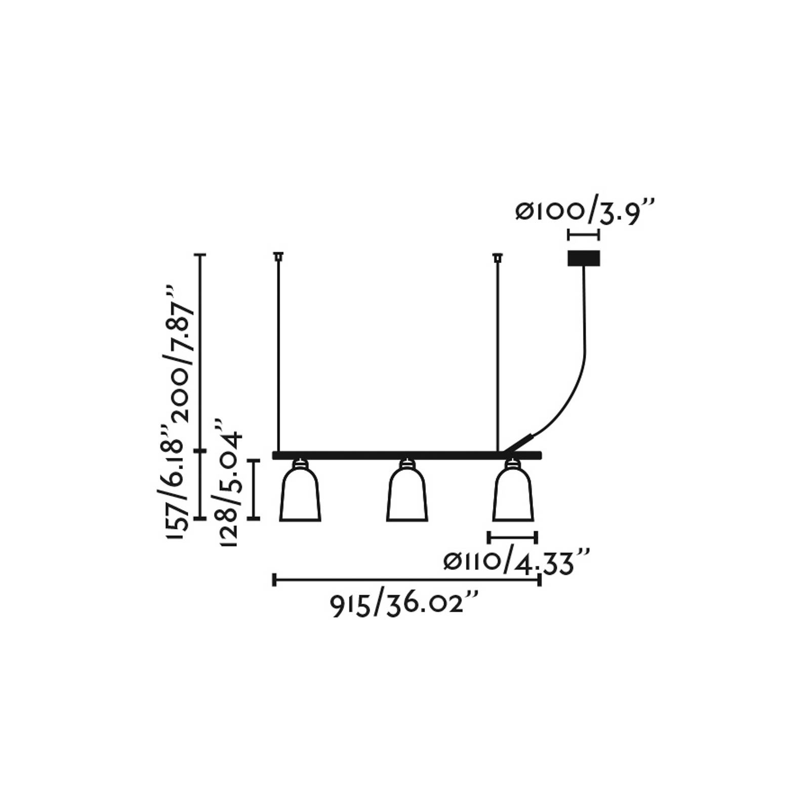 FARO BARCELONA Lampa wisząca Studio, różowa, zdecentralizowana, długość 91 cm, 3-punktowa.