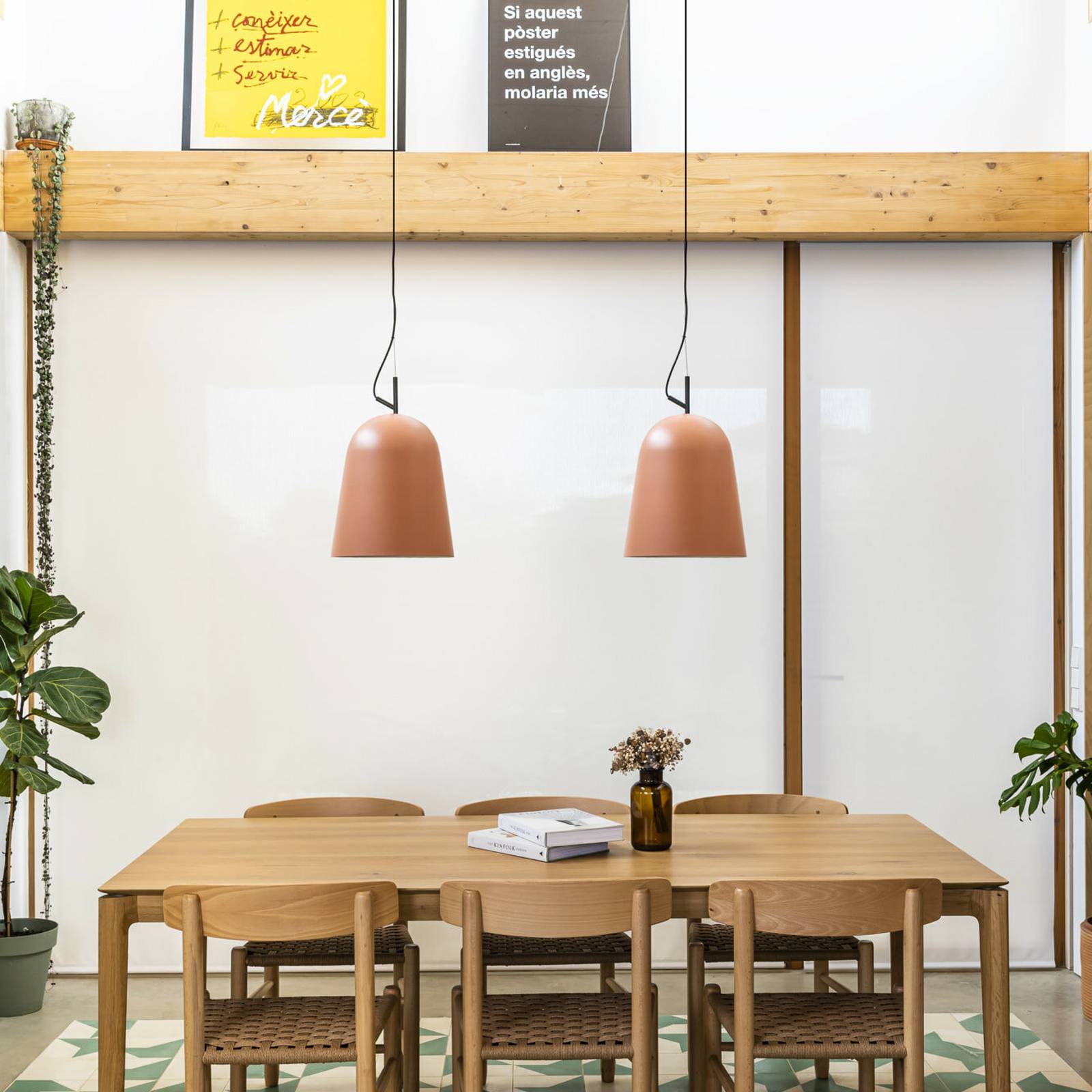 FARO BARCELONA Lampa wisząca Studio, Ø 29 cm, różowy/czarny, stal