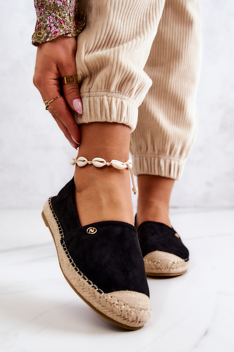 Espadryle Damskie Zamszowe Wsuwane Czarne Joaquin - Zazoo
