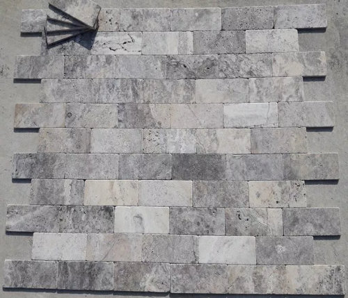 Trawertyn Ash Argent 3cm antykowany 15,3x30,5x3 taras ogród basen