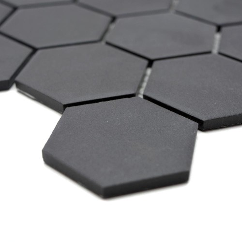 Mozaika gresowa Czarna Hexagon Matowa 32,5x28,1x0,5 cm