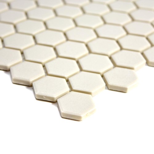 Mozaika gresowa Biała Hexagon Matowa 26x30x0,5 cm