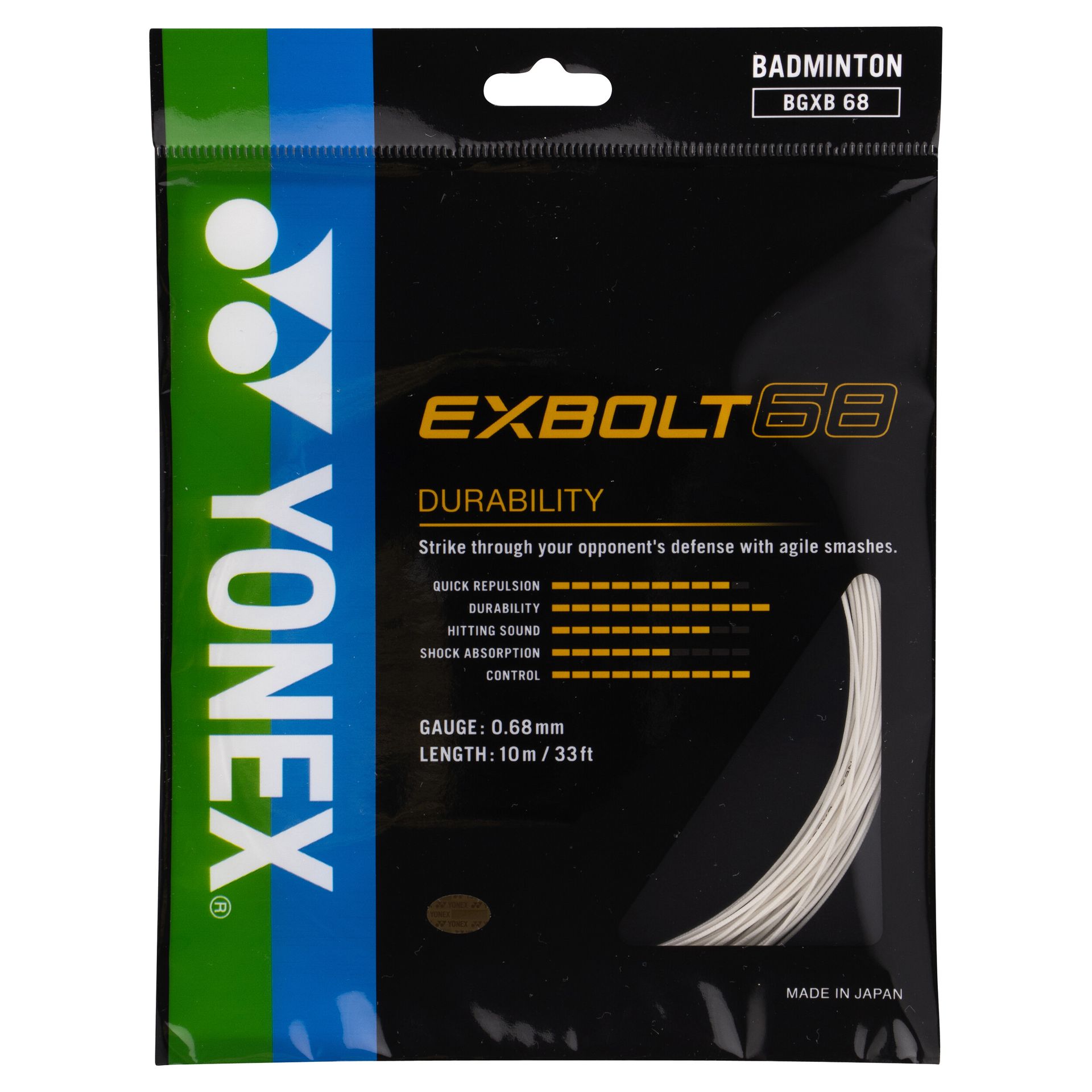 Naciąg rakiety do badmintona Yonex  Exbolt 68 White (10 m)