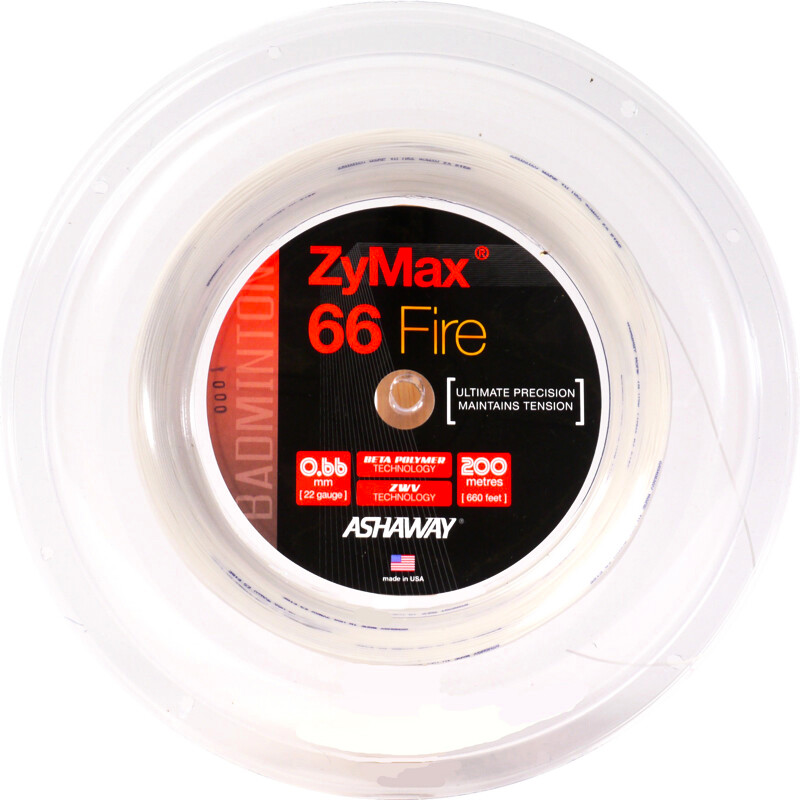 Naciąg rakiety do badmintona Ashaway  ZyMax 66 Fire Power White -  200 m