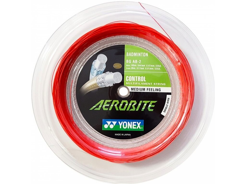 Naciąg rakiety do badmintona Yonex  Aerobite White/Red - 200 m