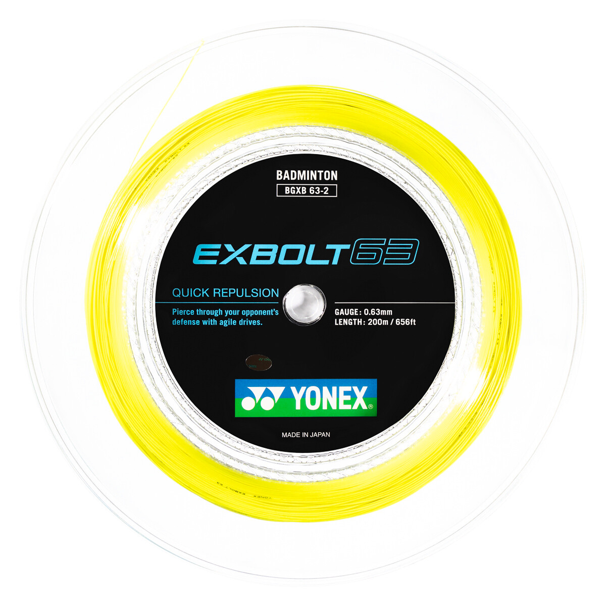 Naciąg rakiety do badmintona Yonex  Exbolt 63 Yellow (200 m)