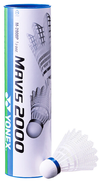 Lotki do badmintona Yonex  Mavis 2000 White (6 Pack)  niebieski pasek (do 11-21°C)