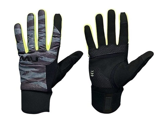 Męskie rękawice rowerowe NorthWave Fast Gel Glove Anthra/Yellow Fluo M