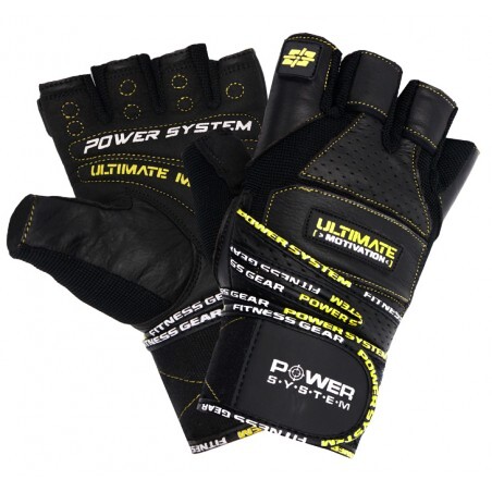 Rękawice fitness Power System  Fitness Rukavice Ultimate Motivation Černožluté XS