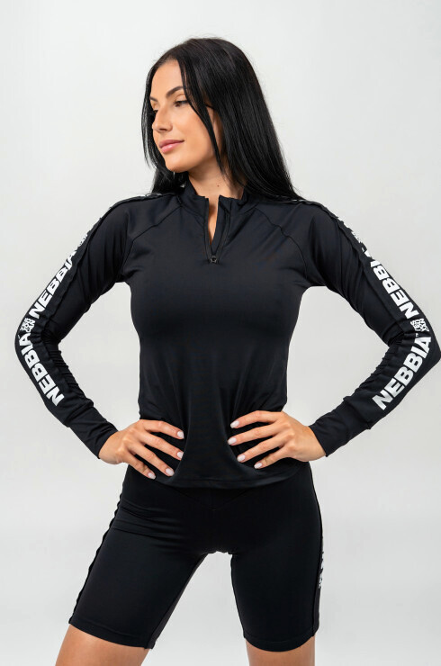 Koszulka damska Nebbia  Long Sleeve Zipper Top WINNER black XS