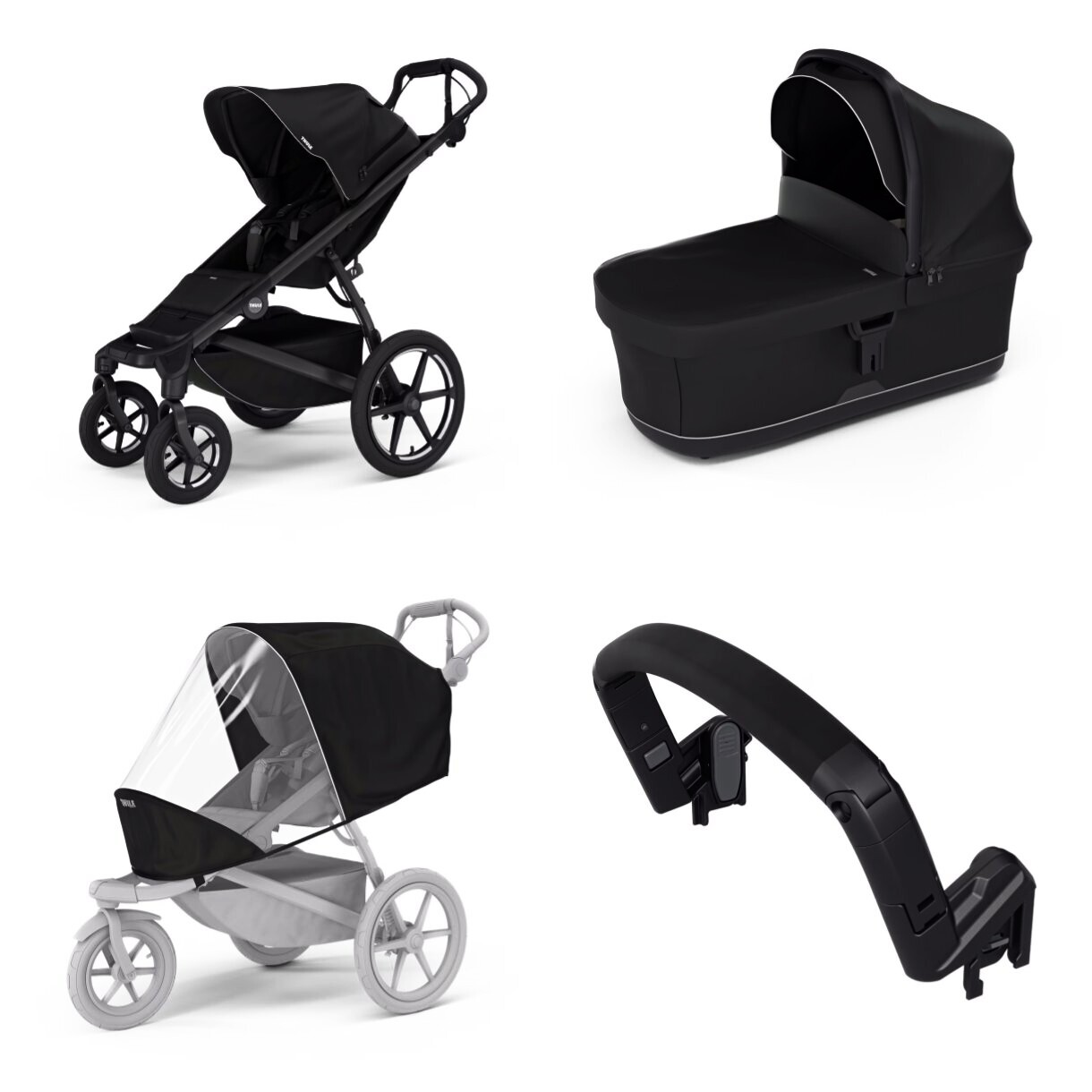 Wózek miejski Thule Urban Glide 4-wheel Black + Bassinet Black SET 4in1