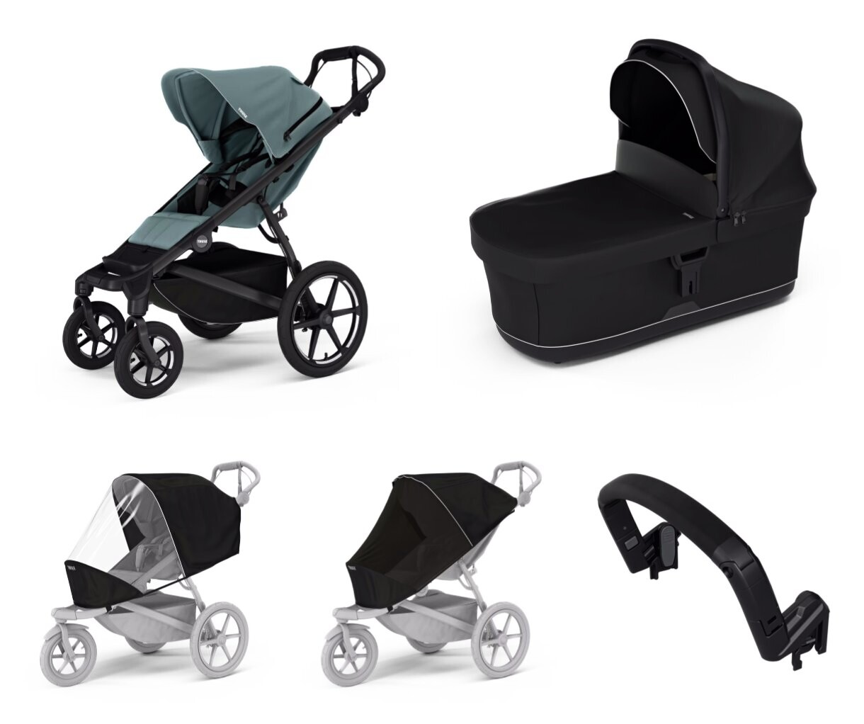 Wózek miejski Thule Urban Glide 4-wheel Mid blue + Bassinet Black SET 5in1