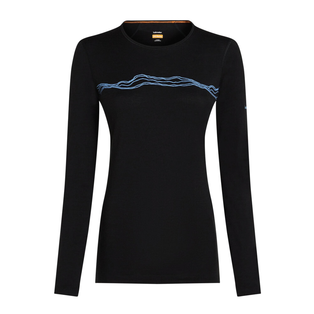 Koszulka damska Icebreaker Merino 200 Oasis LS Crewe Mountain Pulse Black L