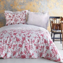 Darymex Pościel satynowa 160x200 Rose biała czerwona kwiaty groszki Luxury 23