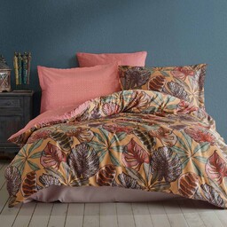 Darymex Pościel satynowa 160x200 Greta ruda brązowa liście Luxury Premium