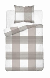 Detexpol Pościel flanelowa 140x200 beżowa kratka z jedną poszewką 4944 B Flanela 2024