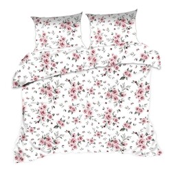 Extrapościel Pościel bawełniana 160x200 kwiaty biała różowa 1436N Classic