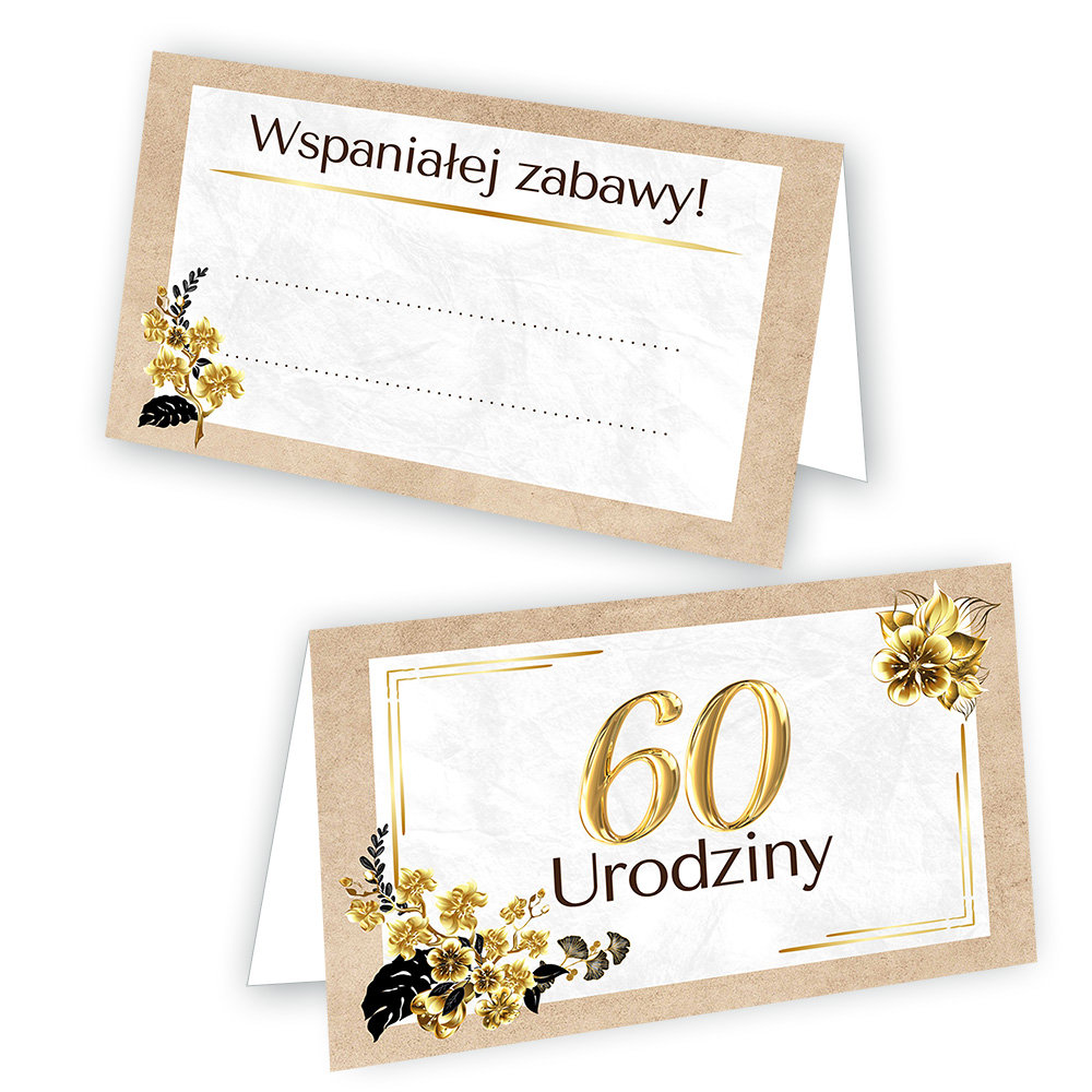 Winietki na Stół na 60 Urodziny Złote Eko - 10 sztuk