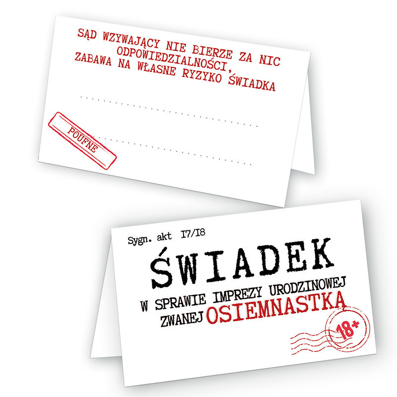 Winietki na Stół na 18 Urodziny Wezwanie - 10 sztuk