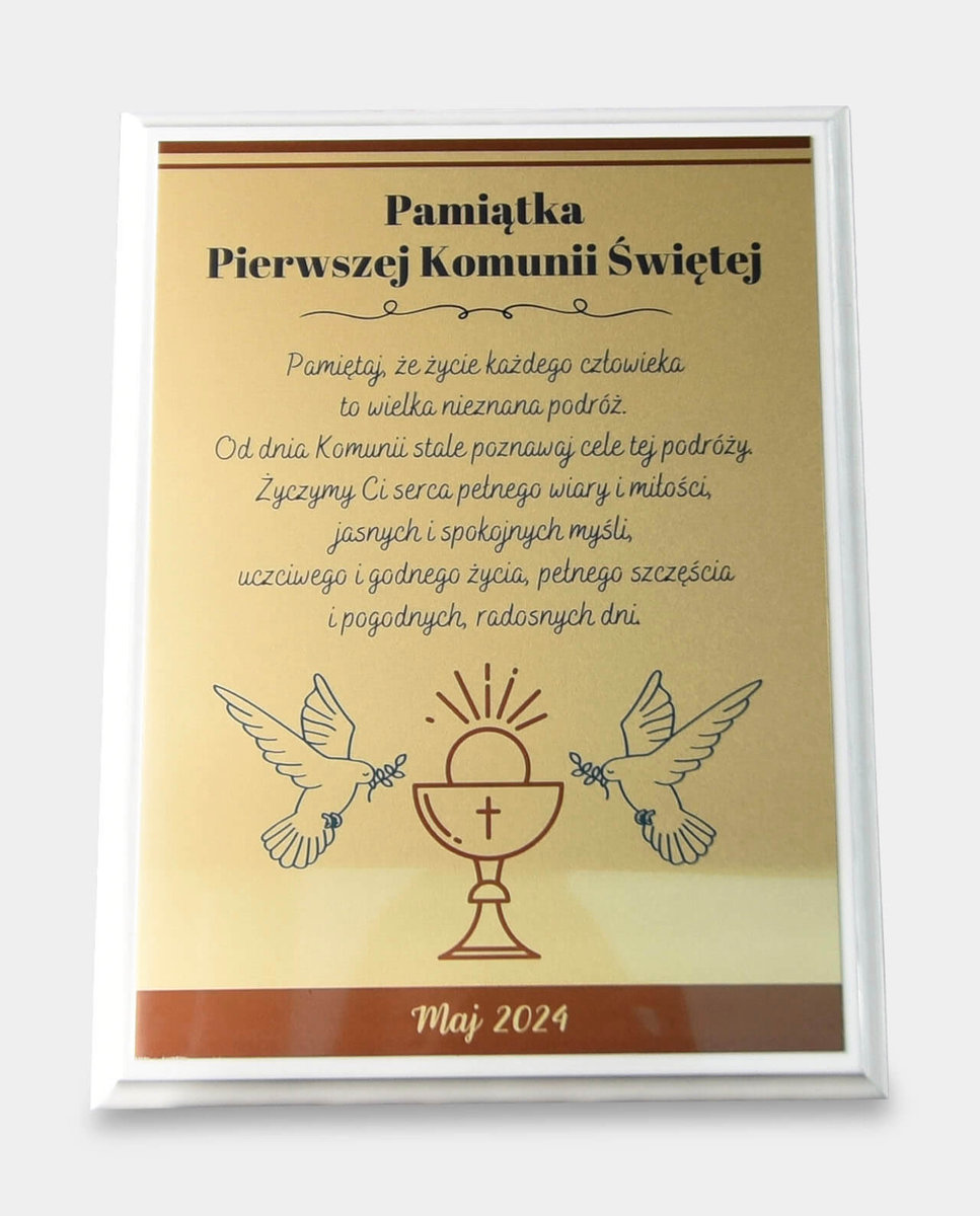 Grawerowana Pamiątka Komunijna A4 z Życzeniami