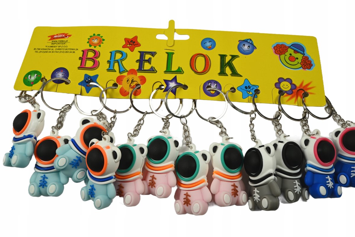 ASTRONAUTA BRELOK DO KLUCZY DO PLECAKA KOSMICZNA ZAWIESZKA ZESTAW 12SZT