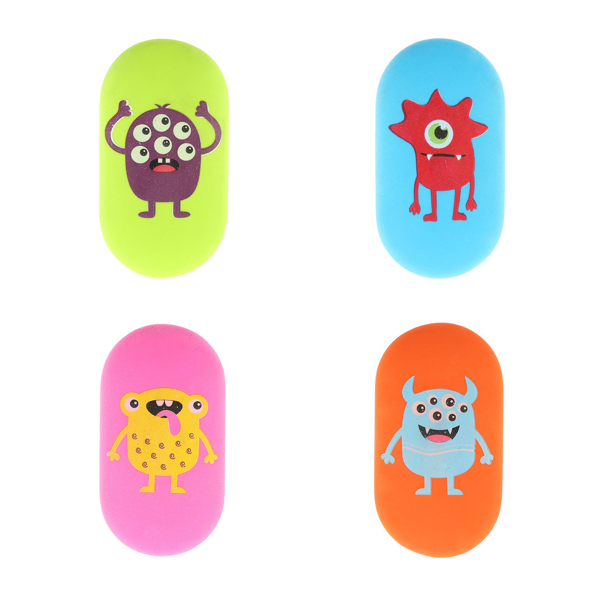 Gumka do ścierania szkolna dla dzieci STRIGO owalna z nadrukiem Monster