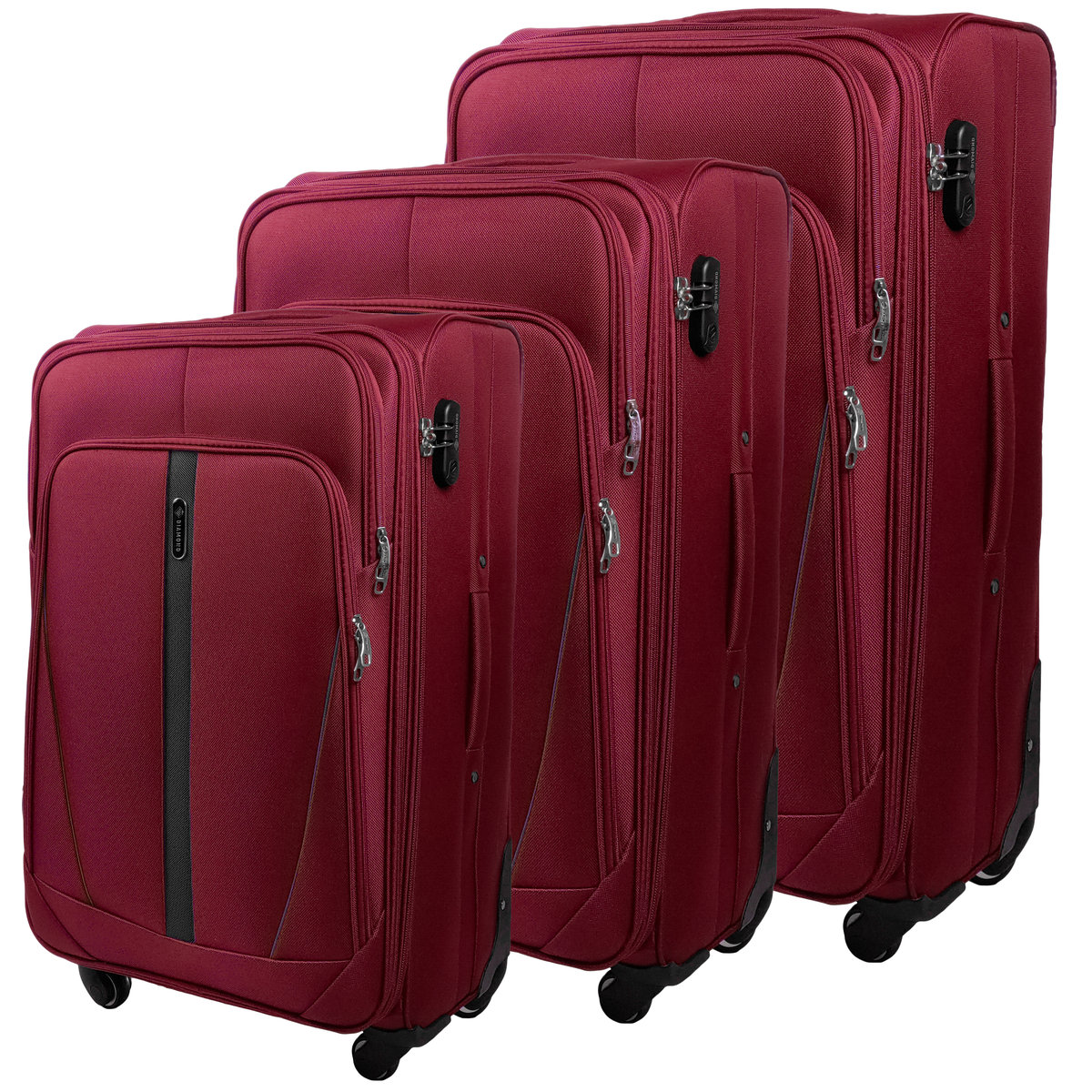 Zestaw 3 Walizek Miękkich z Codury (XL+M+S) Czerwony