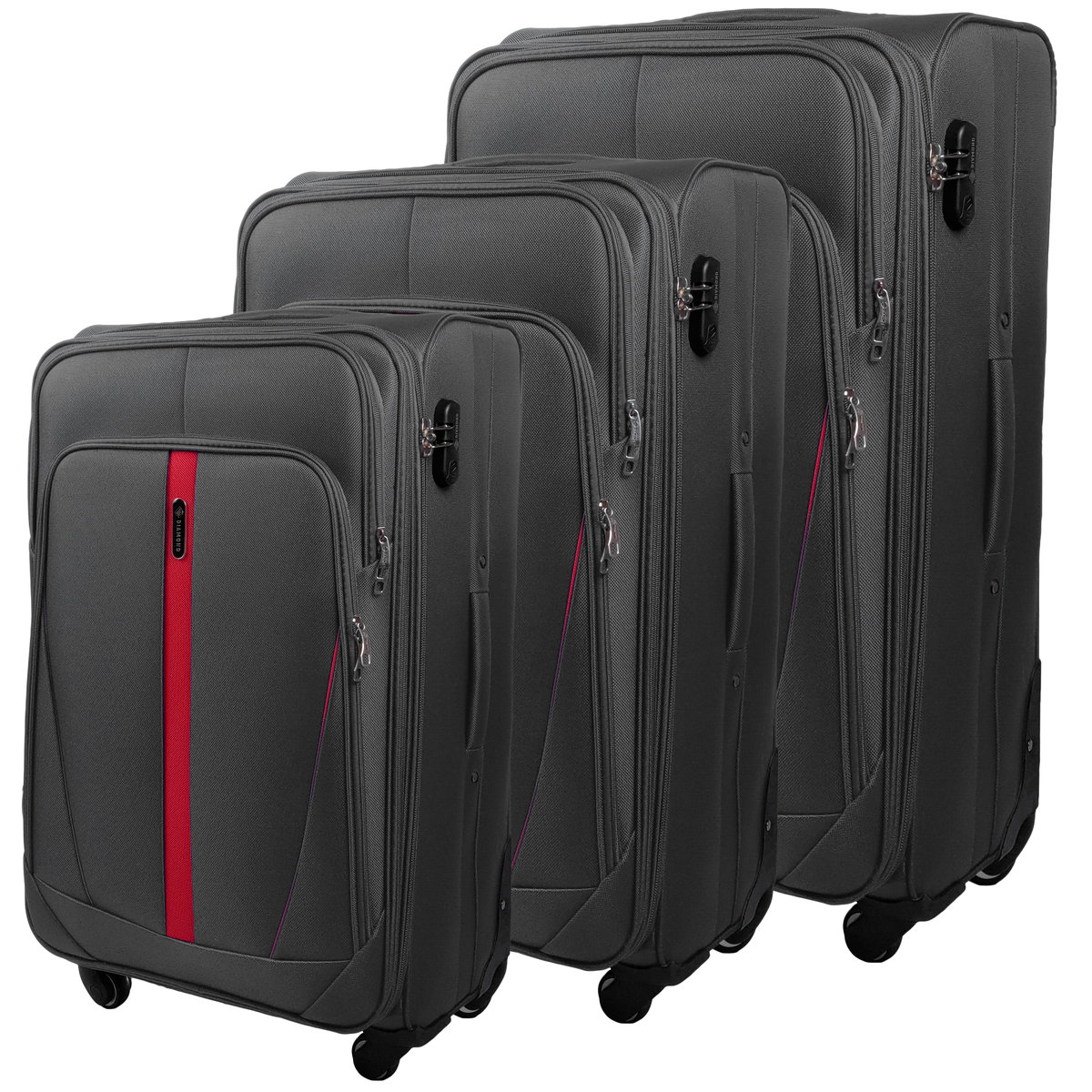 Zestaw 3 Walizek Miękkich z Codury (XL+M+S) Szary