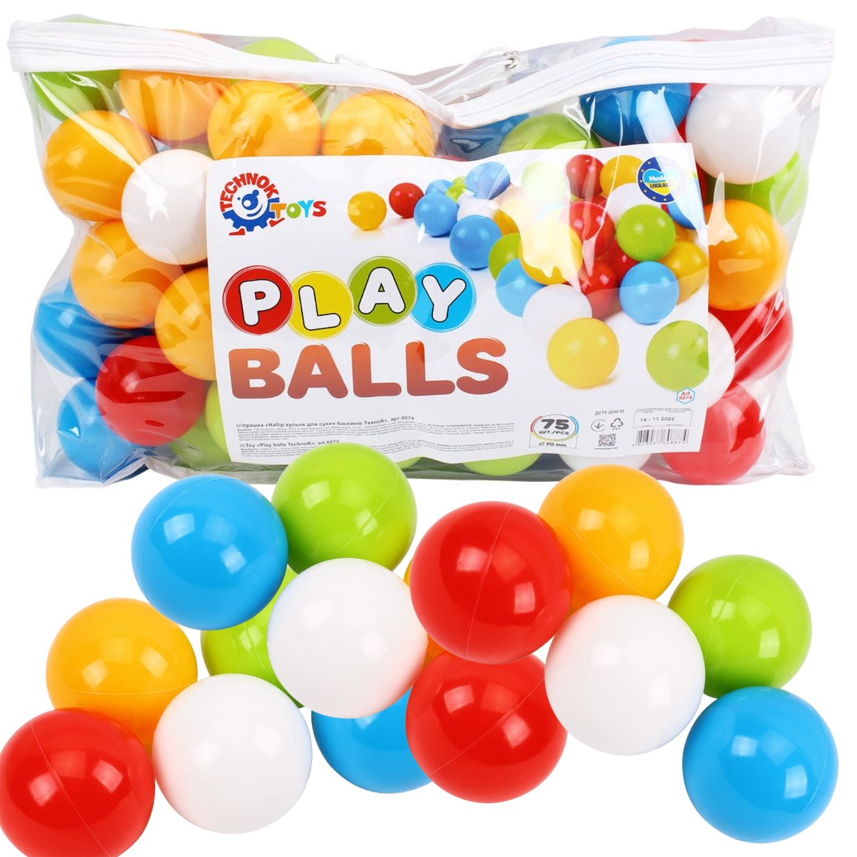 Zestaw Kolorowych Piłek Piłeczek Kulek Do Suchego Basen Dla Dzieci  75Elem 8874