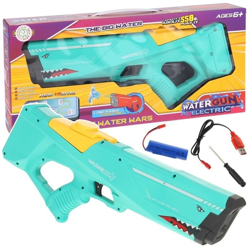 Pistolet na Wodę Elektryczny Miotacz Rekin Automatyczny - Zielony