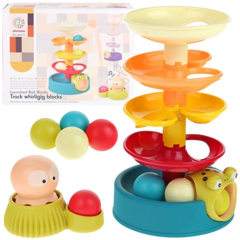 Fontanna Kolorowa Wieża Piramida Wyrzutnia Piłek Ośmiornica + Piłeczki - Niebieska