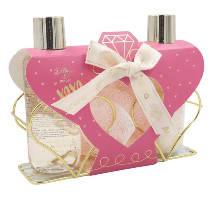Aurora Xoxo White Tea zestaw prezentowy żel pod prysznic 150ml + balsam 150ml + gąbka pod prysznic