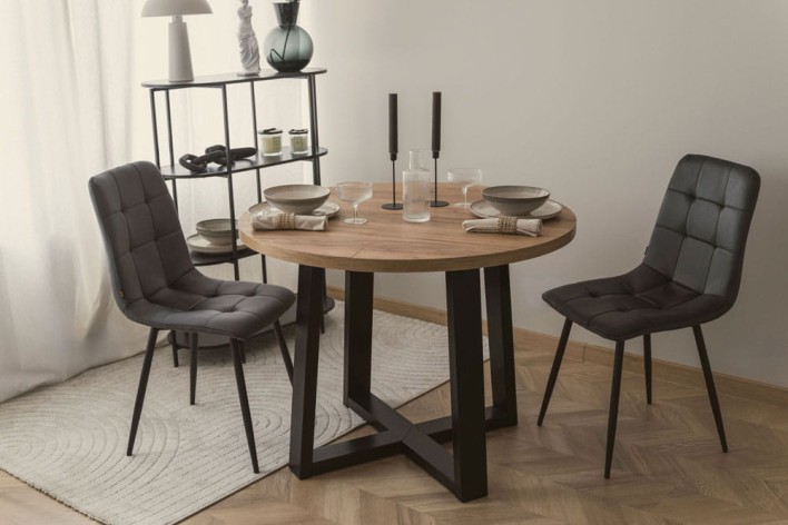 Stół Rozkładany STL 90/2 + Krzesła Zofia DC-6402 Kolor do wyboru