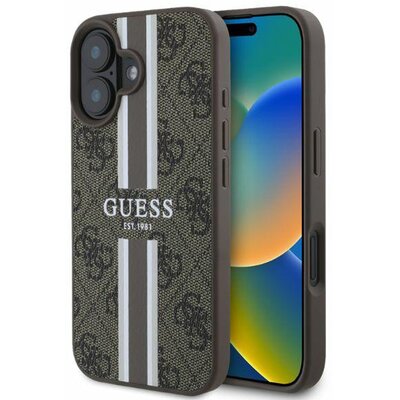 Guess GUHMP16SP4RPSW iPhone 16 brązowy/brown MagSafe 4G Printed Stripes