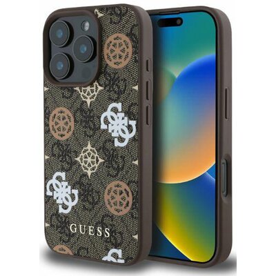 Etui GUESS Peony On 4G Background MagSafe do Apple iPhone 16 Pro Max Brązowy