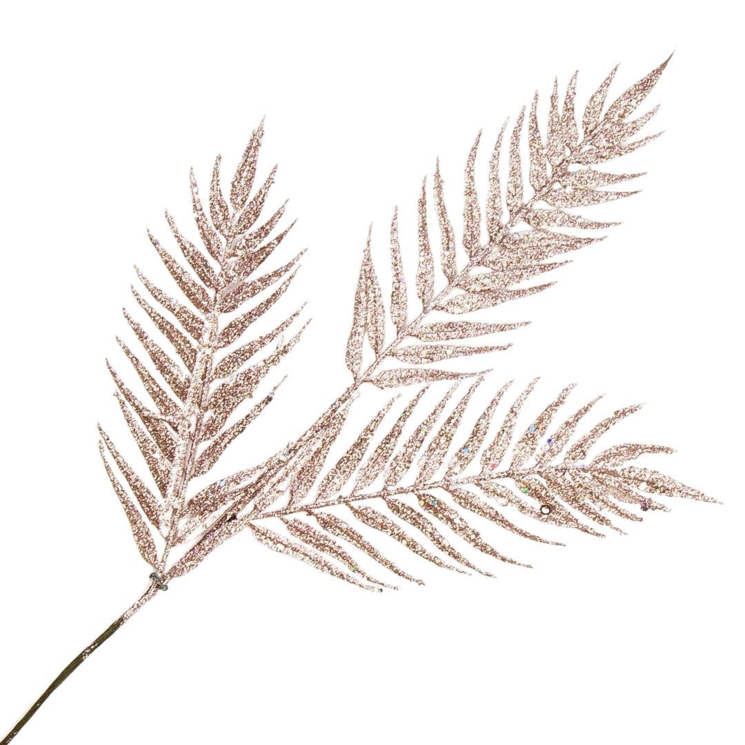 [680923] Gałązka duża paproć brokatowa rose gold