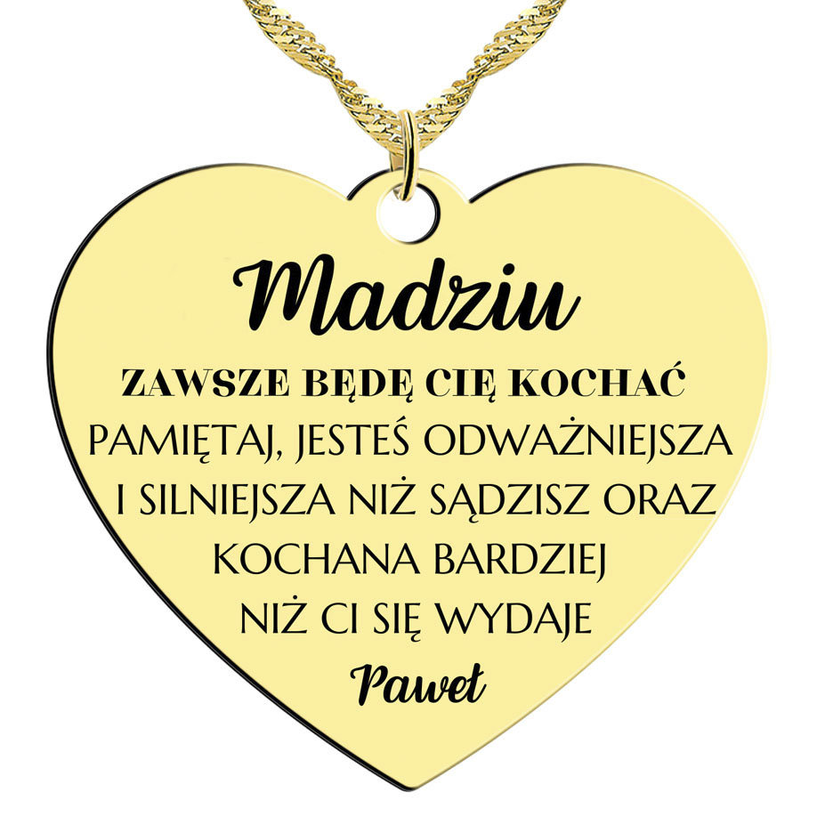 ZŁOTE SERCE NASZYJNIK SIOSTRY ŻONY NIEJ PREZENT