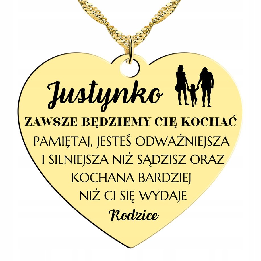 ZŁOTY NASZYJNIK SERCE DLA CÓRKI NIEJ PREZENT 925
