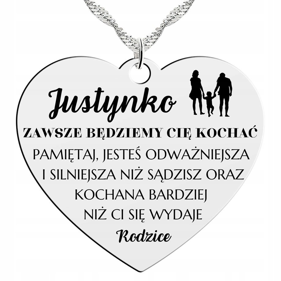 NASZYJNIK SERCE DLA CÓRKI OD RODZICÓW NIEJ PREZENT