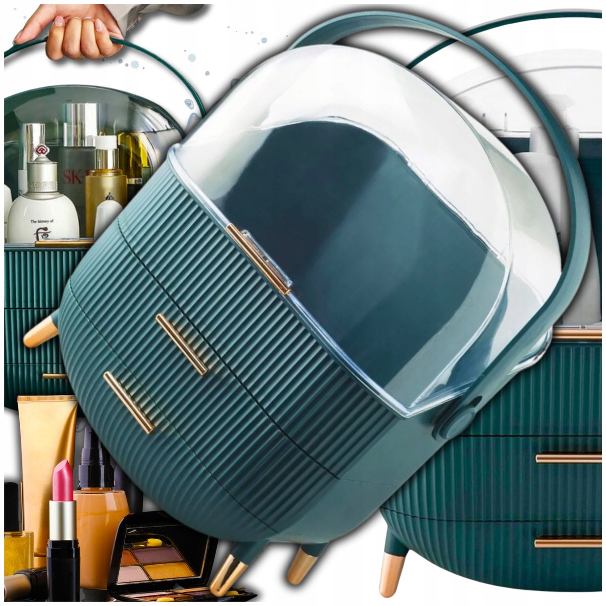 Organizer Kuferek Szkatułka Na Kosmetyki Biżuterię Kuferek Duża Kosmetyczka