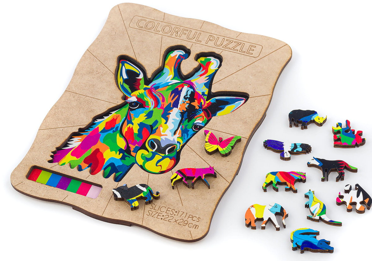 Puzzle Drewniane Eko Układanka Boho Żyrafa