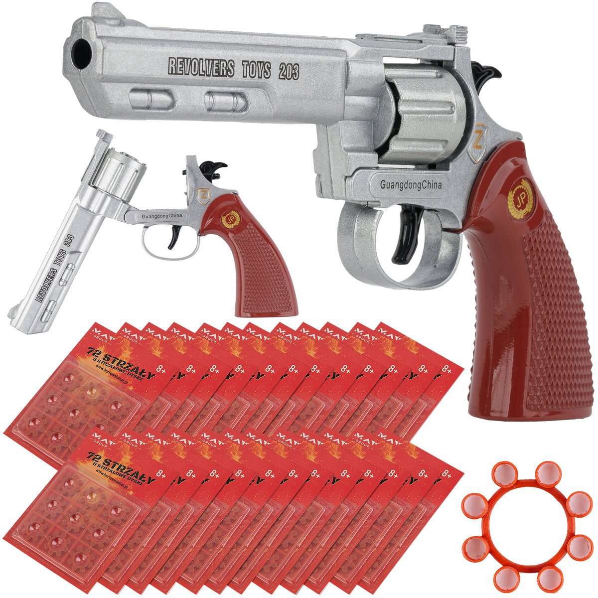 PISTOLET NA KAPISZONY SPŁONKĘ HUKOWY METALOWY SPŁONKA 24x72 1728 STRZAŁÓW