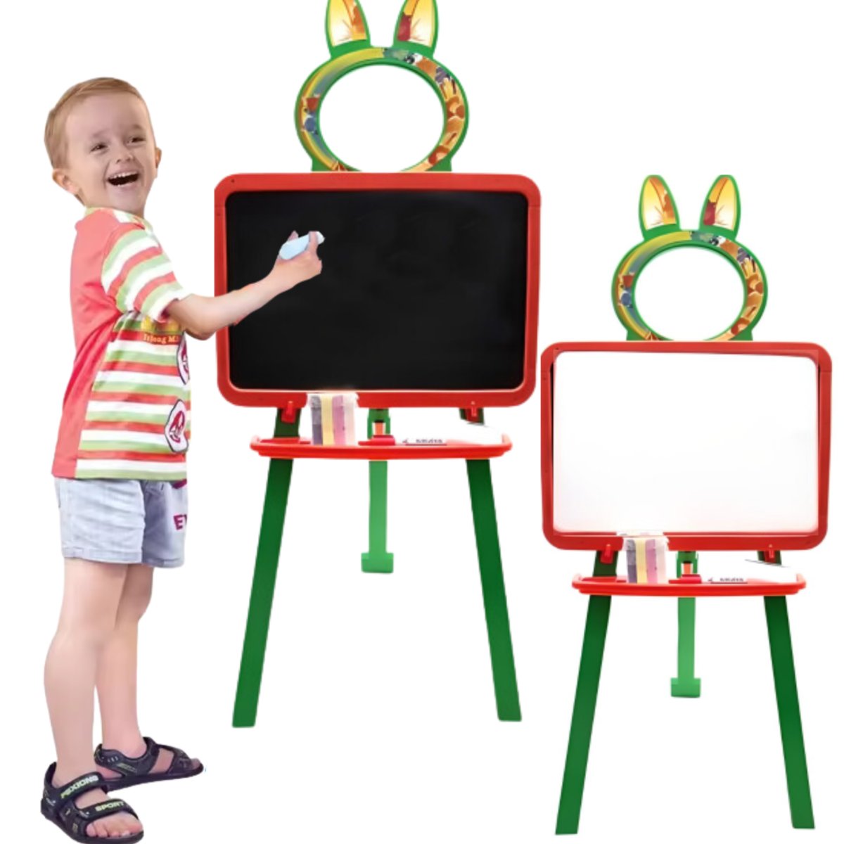 Tablica Magnetyczna Dwustronna Wielofunkcyjna Składana Kreda Markery Gąbka  013777/3