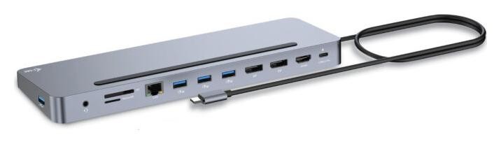 i-tec USB-C Metal Ergonomic 4K 3x Display 2x DP 1x HDMI LAN Audio Power Delivery 100 W C31FLAT2PDPRO