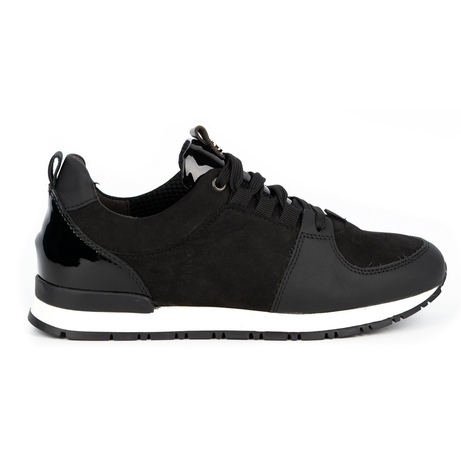 Buty damskie sportowe creepersy skórzane 05-0784-11 czarne - NIK