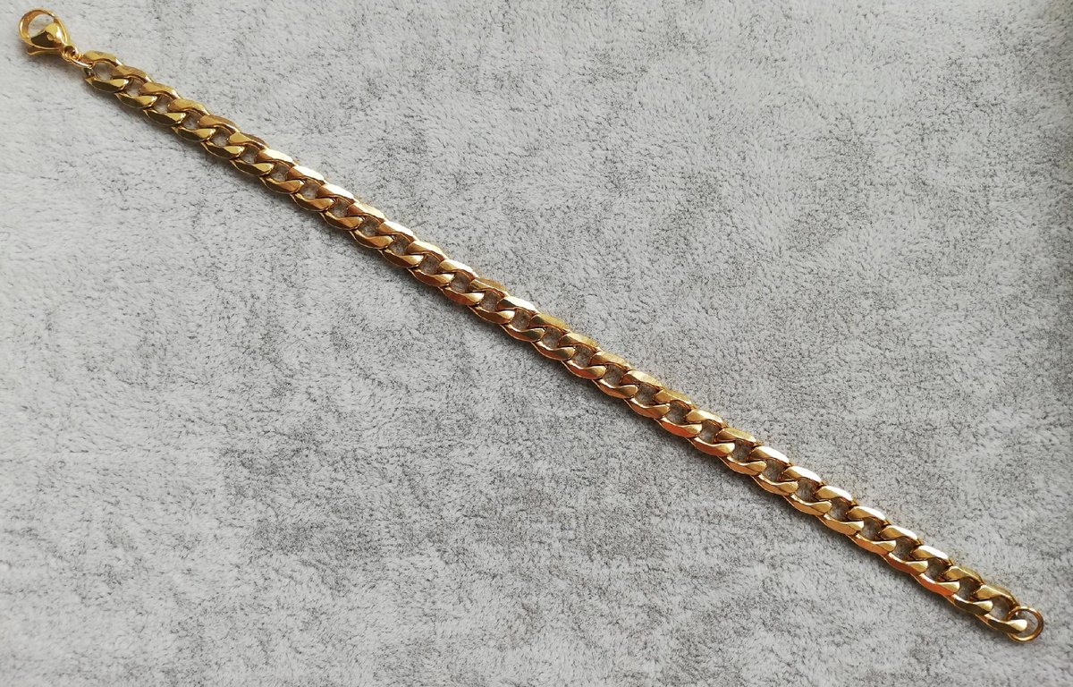 BRANSOLETKA MĘSKA złota pancerka 7mm x10mm STAL