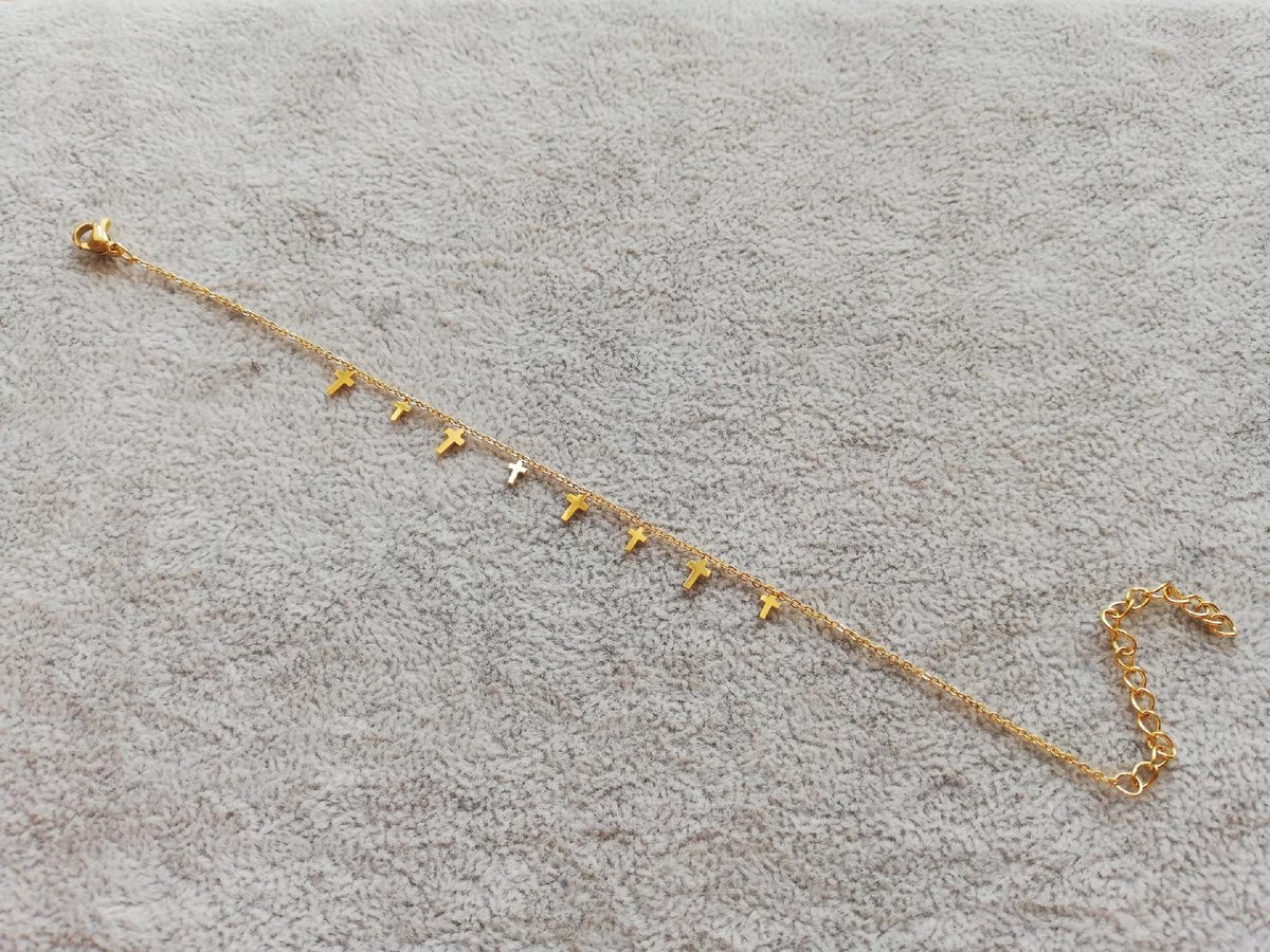 BRANSOLETKA KRZYŻ KRZYŻYKI ZŁOTA STAL