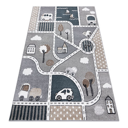 KUPON 10% w sklepie! Dywan FUN Strade dla dzieci, ulica, miasto szary Szary, 80x150