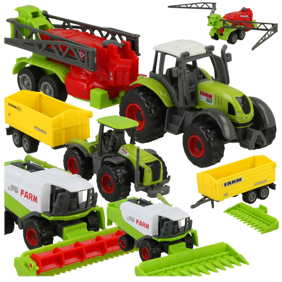 Traktor, Ciągnik, Kombajn, Zestaw maszyn rolniczych 7w1 Z1100