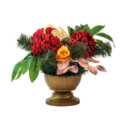 Stroik dekorowany w misie chryzantemy